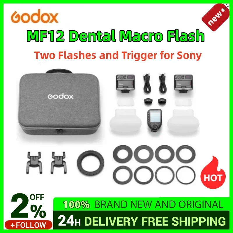 새로운 Godox MF12-DK1 MF12 치과용 플래시 시스템 TTL 플래시 2.4GHz 무선 제어 속도 조절 가능 플래시(용) A6400 A74 A7R5 ZV-E10