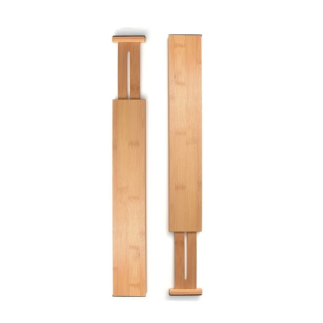 Bambusz Fiók Elválasztók 2/4Db Hálószoba Konyhai Fiókok Tárolása Állítható Kibővíthető Fiókválasztók Szekrény Szekrényhez - Image 3