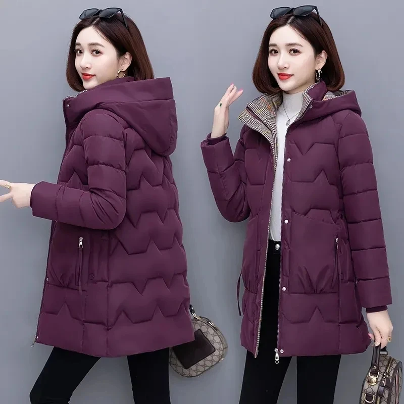 

2023 Winter New Jacket Women Overcoat Parka Loose Long Coat Thick Warm Down Cotton Snow Wear Padded Parka Female Outerwear 7XL