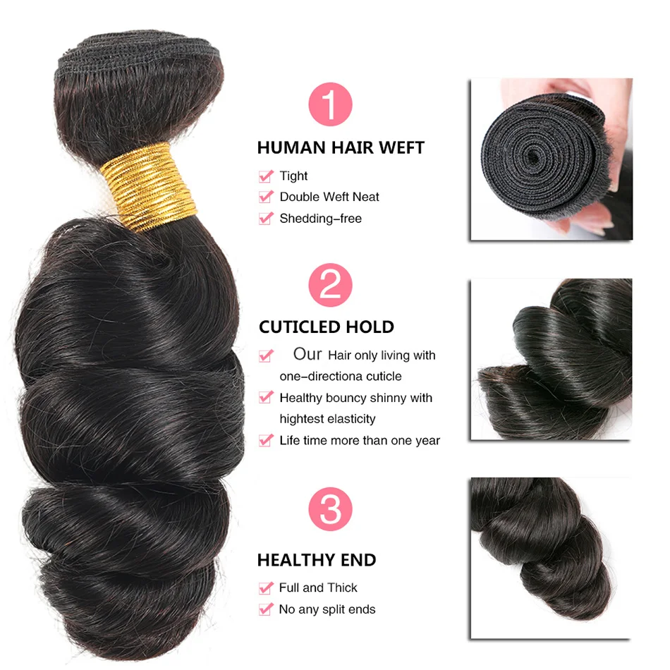 12A Raw Indian Loose Wave Hair Bundles Virgin Human Hair 1/3/4 /PCS Natural Black Extensions For Black Women