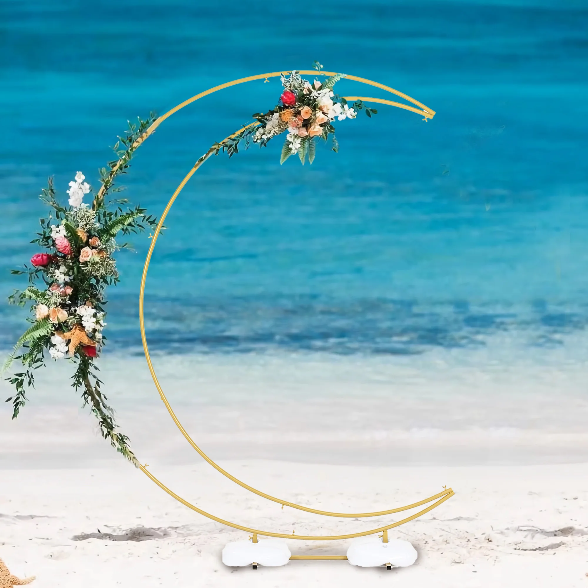 6.9ft Balloon Arch Stand Curved Wedding Arch Backdrop Stand Half Curve Moon for Ceremony Birthday Party Bride Christmas
