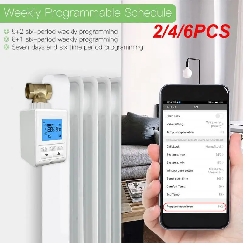 

2/4/6 шт. смарт-термостат 0,5 градусов Цельсия Обнаружение открытого окна ЖК-цифровой 3,0 Предотвращение взлома