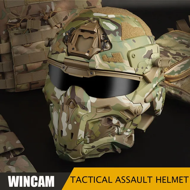 Casque Tactique Airsoft, Casque de Protection Intégrale avec Masque et  Lunettes Amovibles, Jeu de Rôle en Plein Air CS Game Accessoires de Film  Gear,G : : Sports et Loisirs