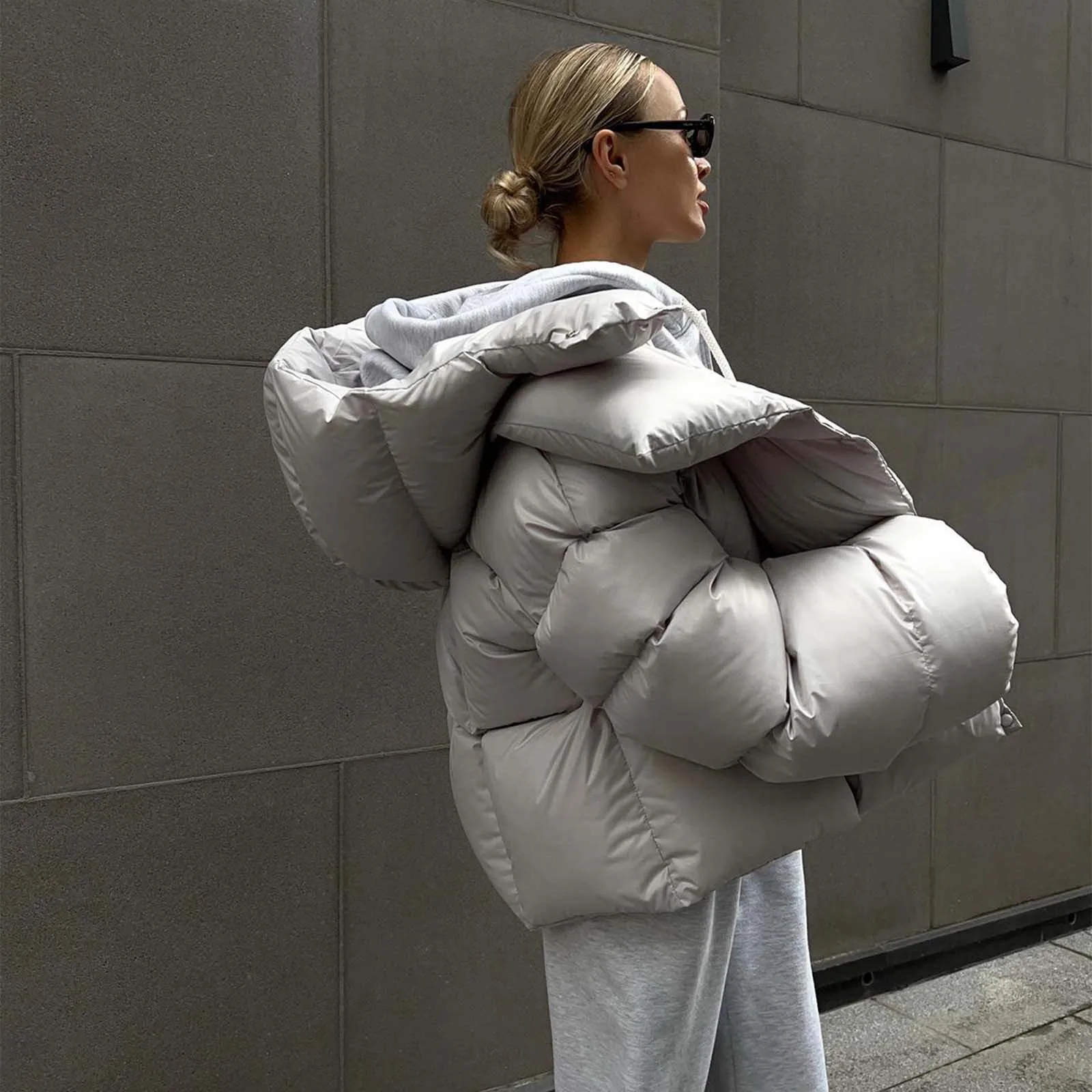 Winter Quilted Jacket Women Thick Warm Parkas Cropped Hooded Jackets High Street Solid Cotton Padded Outwear Puffer Outwear 5