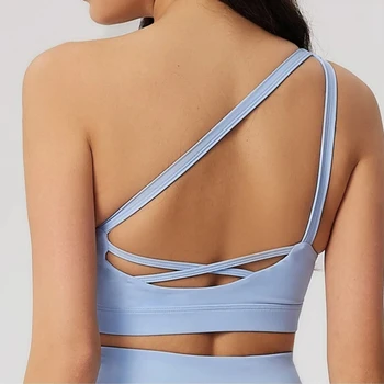 Women's One Shoulder Sport Bra Yoga Top Women Shockproof Fitness Bras Push Up Workout Running Gym Vest Sports Underwear