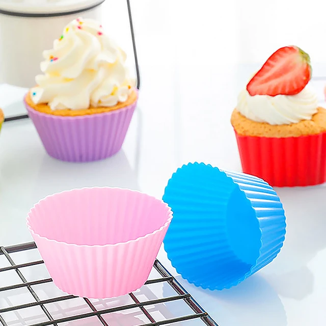 Moule à Cupcake en Silicone, ustensiles de cuisson, doublure de Cupcake  réutilisable, moules antiadhésifs, ustensiles de cuisine, 12 pièces -  AliExpress