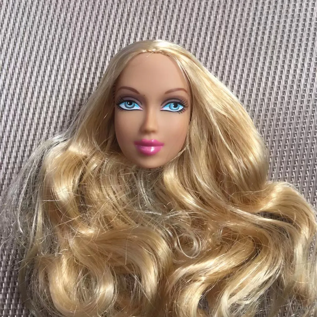 1/6 Doll Head Toys DIY Toy Rare Face Doll Parts Colorful Hair Doll Accessories Brown White Beige Skin Doll Heads Figures