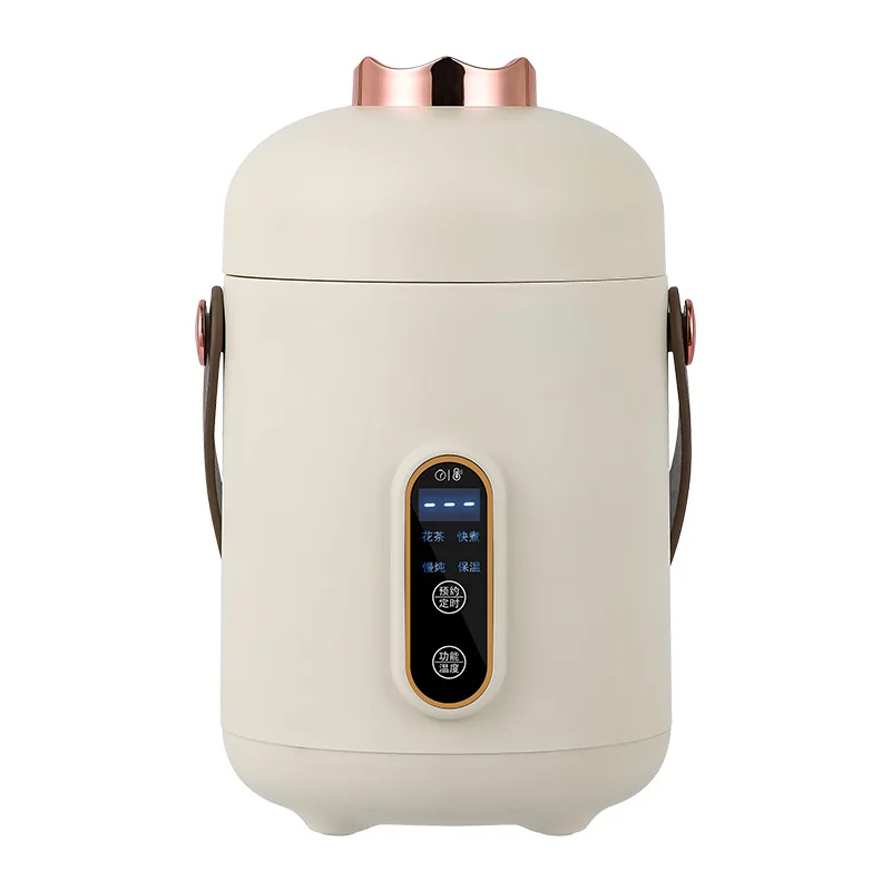Panela Elétrica Multifuncional Mini Fogão de Arroz Mini Panela Quente Portátil com Alça de Couro Doméstico 220v 600ml