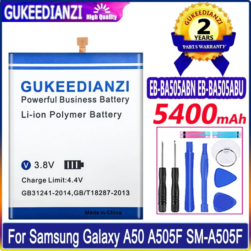 

GUKEEDIANZI EB-BA505ABN EB-BA505ABU Battery 5400mAh For SAMSUNG Galaxy A50 A505F SM-A505F A505FN/DS/GN A505W A30s A30 + Tools