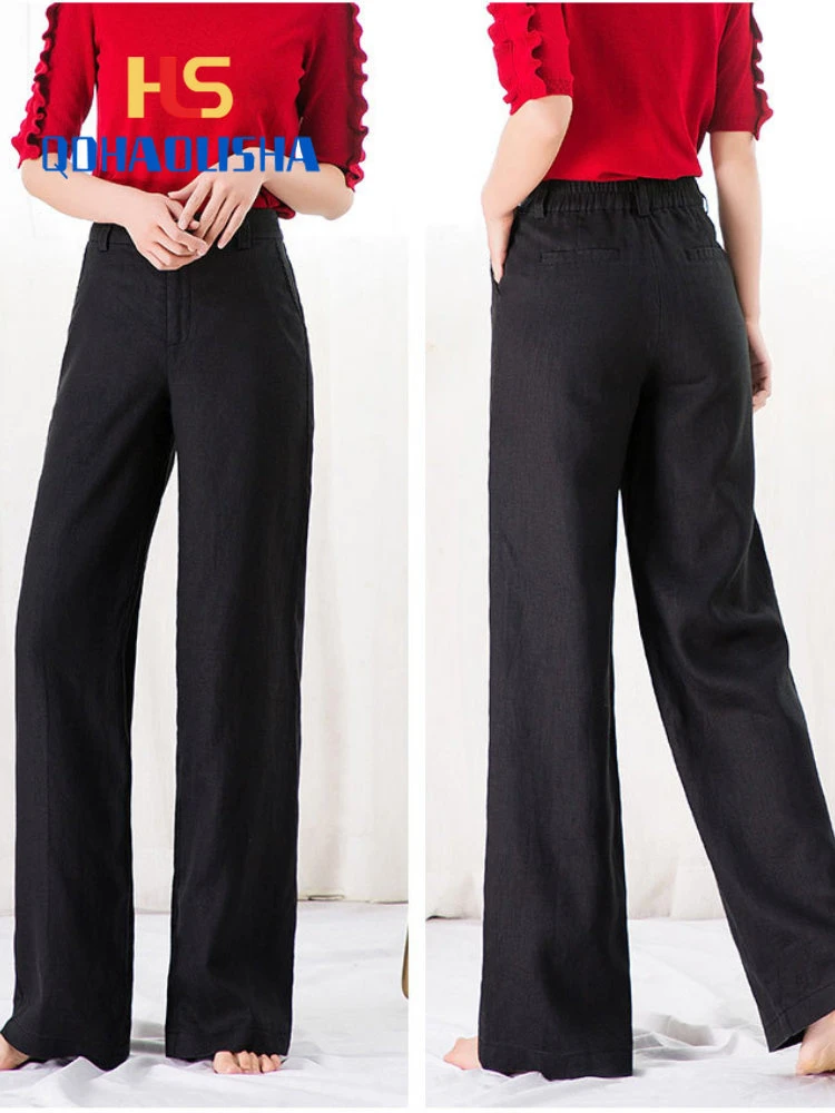 Women's Pants Summer Casual Wide Leg Loose Thin Cotton Linen Clothes Women Drape High Waist Straight Long Trousers Cargo Pants