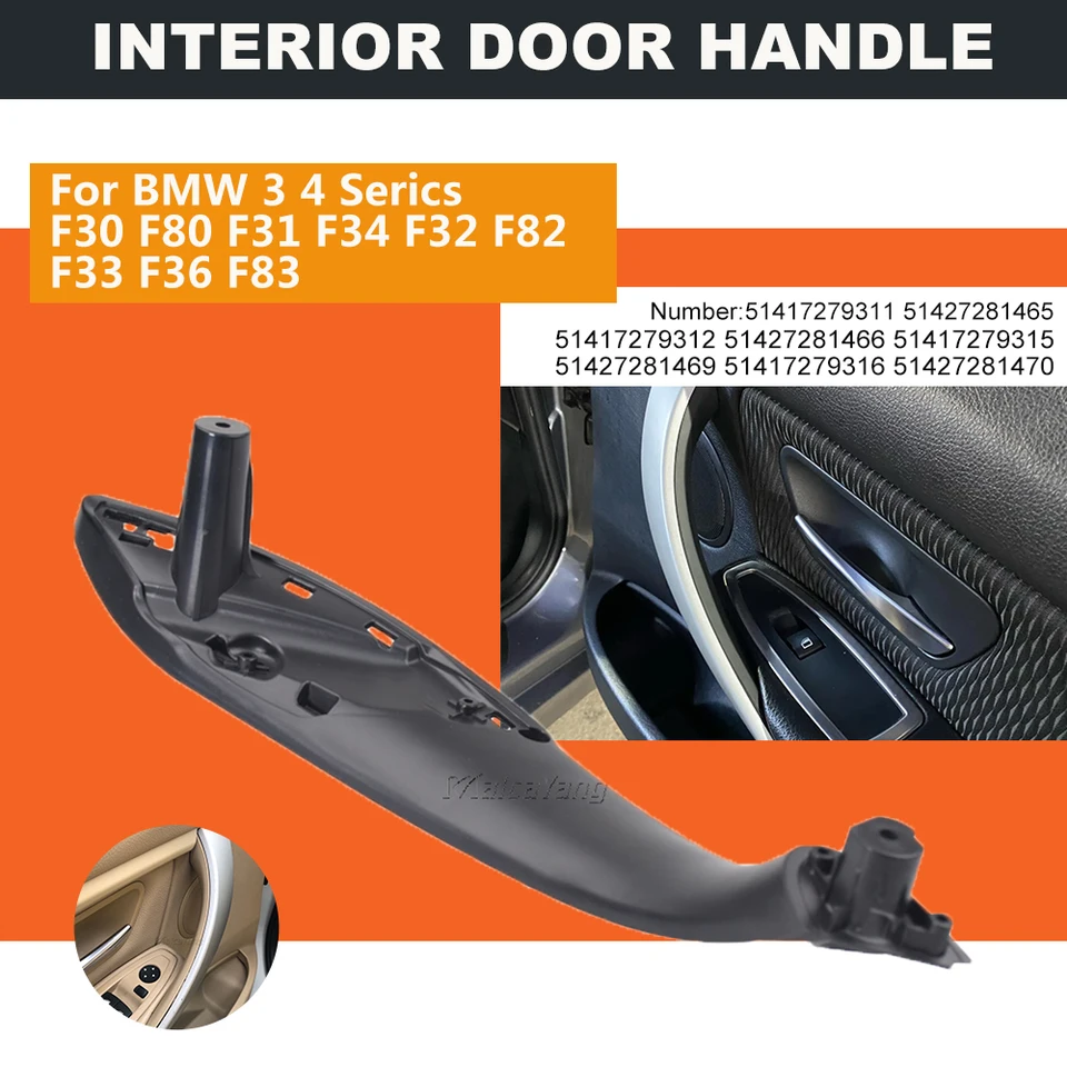 Maniglia Porta per BMW Serie 3 2014-2018 F30 316d 318d 320d F31 320i 325d 51417279312 Porte Interne Maniglia Tirare Trim Copertura Accessori Auto Maniglia della Porta (Colore : Piano Black Left