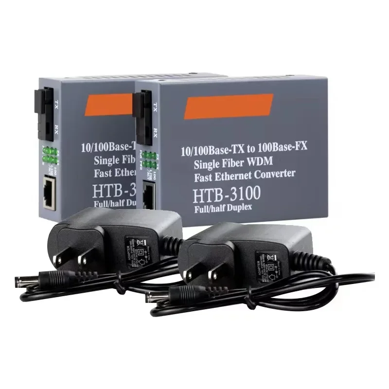 HTB-3100 SC Single Mode Single Fiber 100M Fiber Optic Transceiver Converter 20km Pair for Telecommunications And Networking