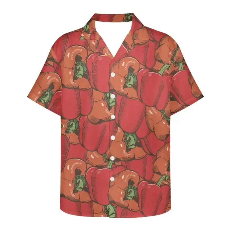 thumbnail image 4 of Camisa de tomate para hombre, camisa de manga corta con estampado de frutas en 3D para hombre, ropa informal de moda con botones y solapa, camiseta de gran tamaño, 4 of 5