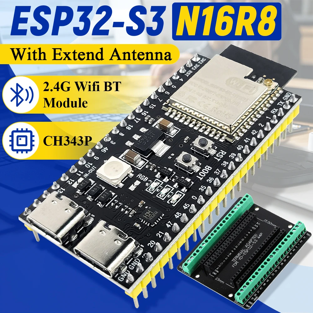บอร์ดพัฒนา ESP32-S3 เชื่อมต่อ Wi-Fi & Bluetooth สำหรับโปรเจกต์ IoT