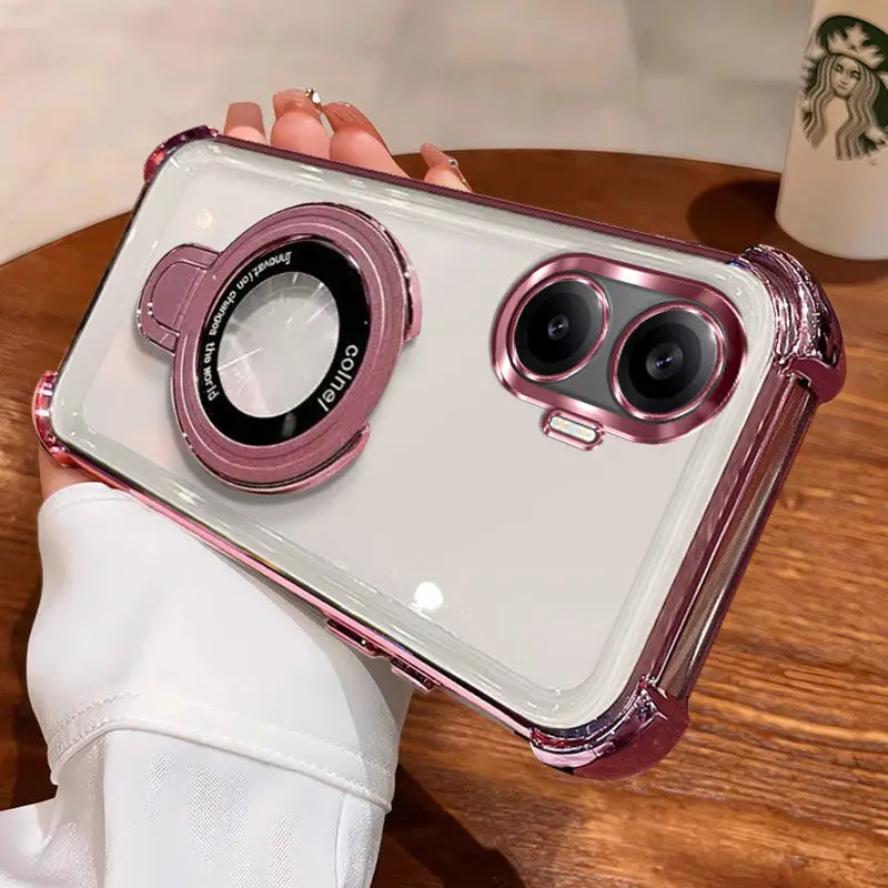 Luxury Airbag Electroplating Bracket TPU Shockproof Bumper Case Cover
