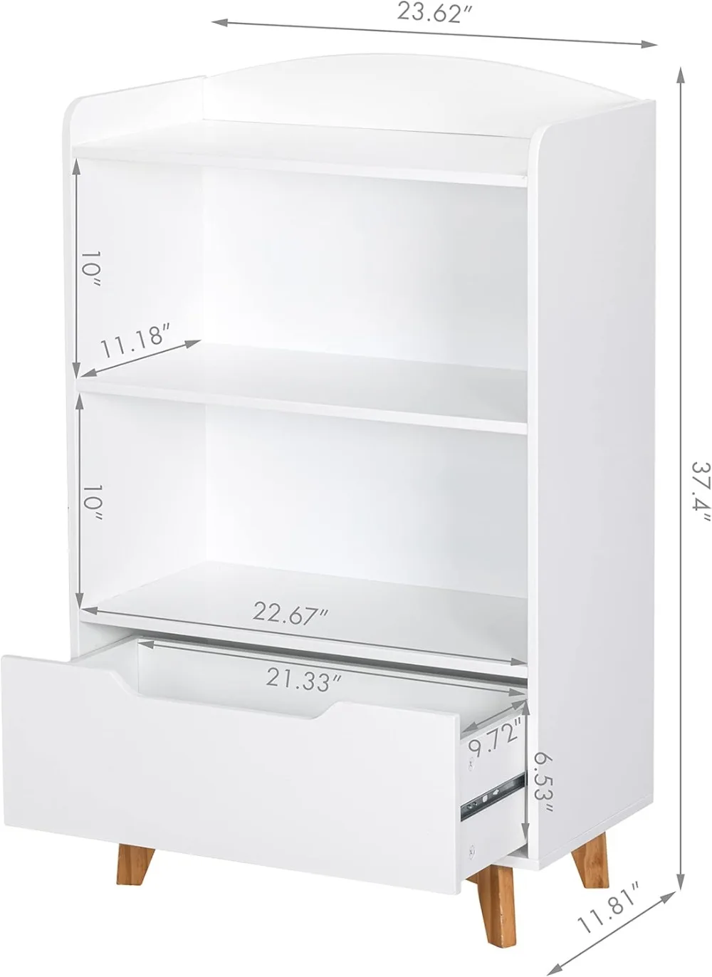kids Bookshelf Wood Kids Toy Storage Organizer Children's Bookcases with Storage and Drawer for Playroom Bedroom Nursery School