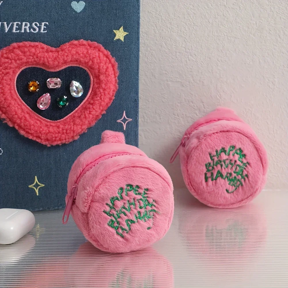 Cute Plush Coin Purse Portable Letter Embroidered Hanging Bag Perfect Lipstick Envelope ID Bag For Traveling