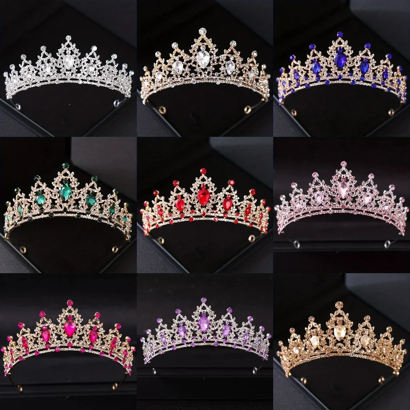 Wedding Hair Tiara Crystal Bridal Tiara Crown Silver Color Diadem Veil Tiaras Wedding Hair Accessories Headpieces Head Jewelry