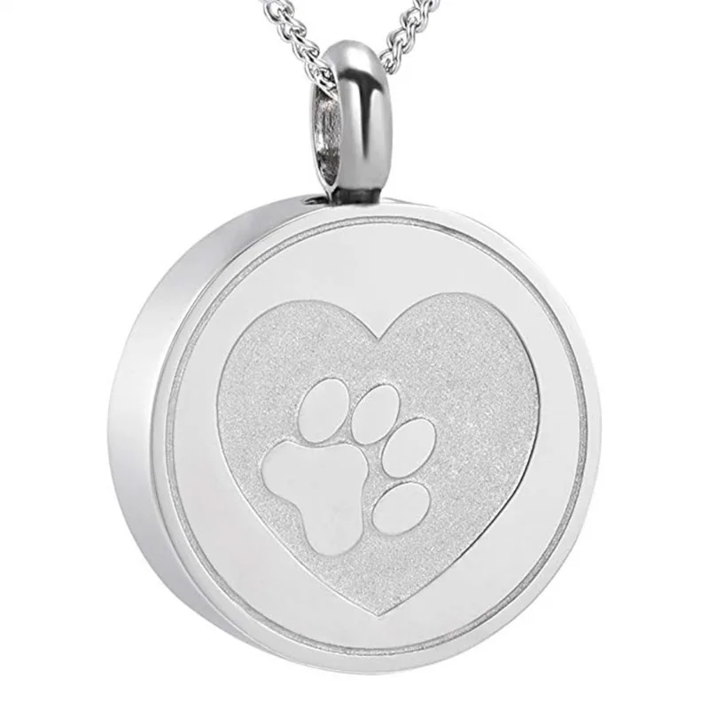 

Jewelry Pet Urn Paw Print Heart Cremation Urn Locket Necklace Ashes Casket Keepsake Urns Pendant Accompanying Accessories Miss