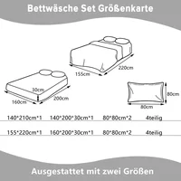 Comanlai 4 pièces ensemble de literie de couleur unie avec drap-housse taies d'oreiller ensemble de housse de couette Double, drap de linge de lit en Polyester 5