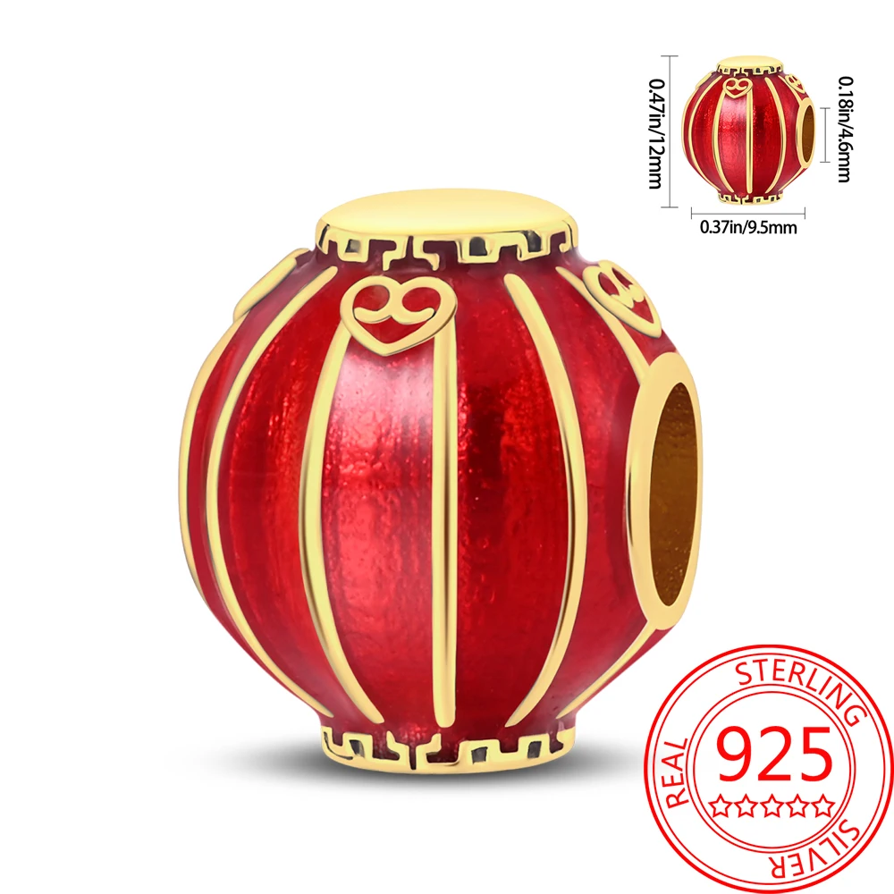 

Бусины Ruyi из серебра 925 пробы с красным фонариком для браслета Pandora