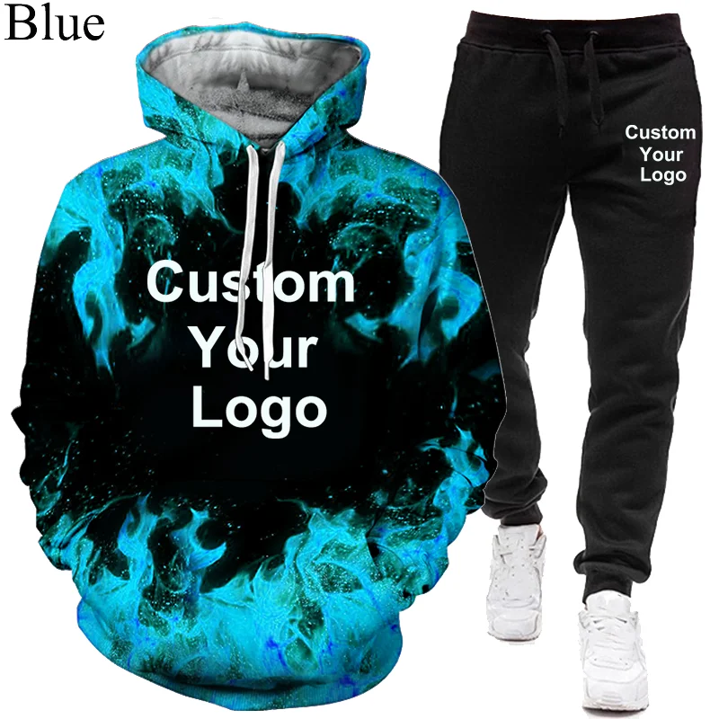 Men\'s and Women\'s Custom Your Logo 3D Tracksuits Hoodie Sweatshirts+Joggers Pants for Men Women