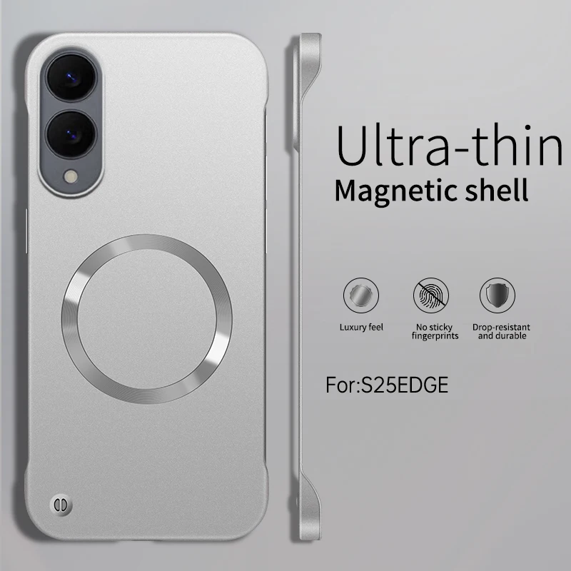 Matte Metall-Dünne PC Rahmenlose Magnetische Magsafe-Hüllen für Samsung S25 Edge FE S24 S23 S25 S26 Ultra S22 Plus A56 5G Armor Cover – Detail 15