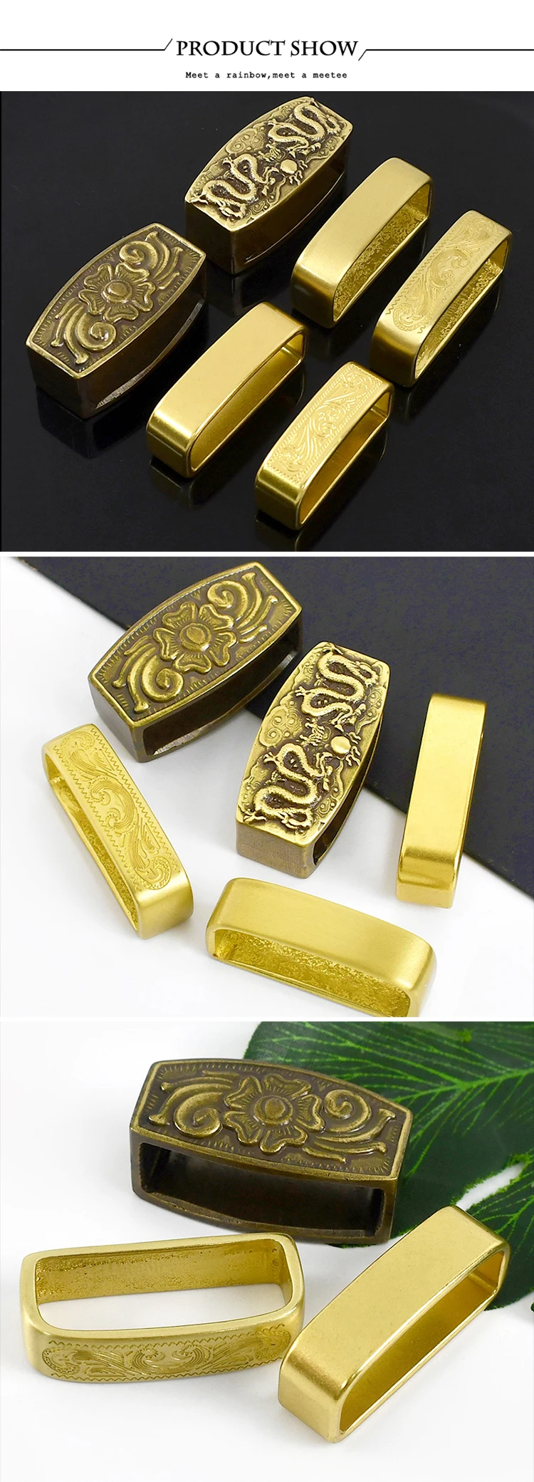 2Pcs Deepeel 35/40mm Pure Copper Belts Rings Buckles Leather Belt Loops Brass Buckle DIY Craft Band Ring Loop Clasp Accessories