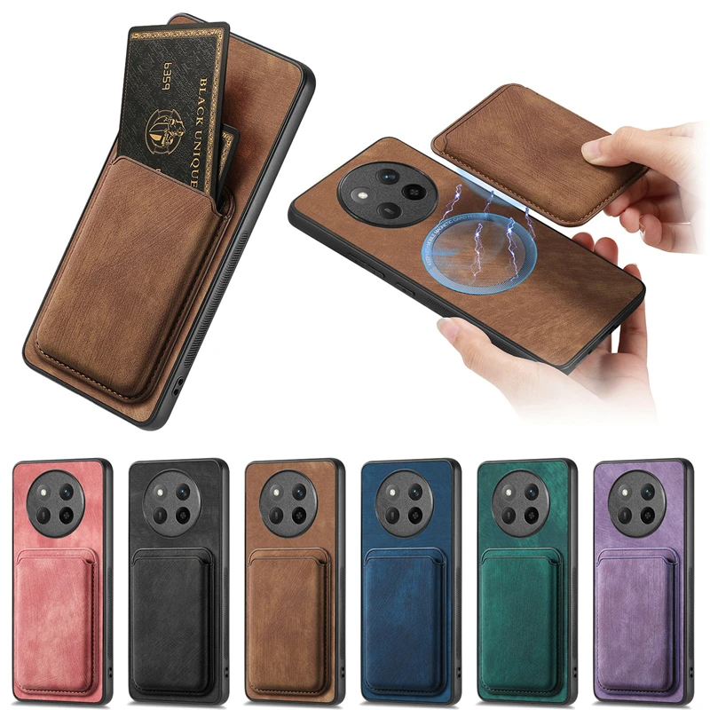 Luxury Leather Magnetic Wallet Cover with Detachable Card Holder Slot
