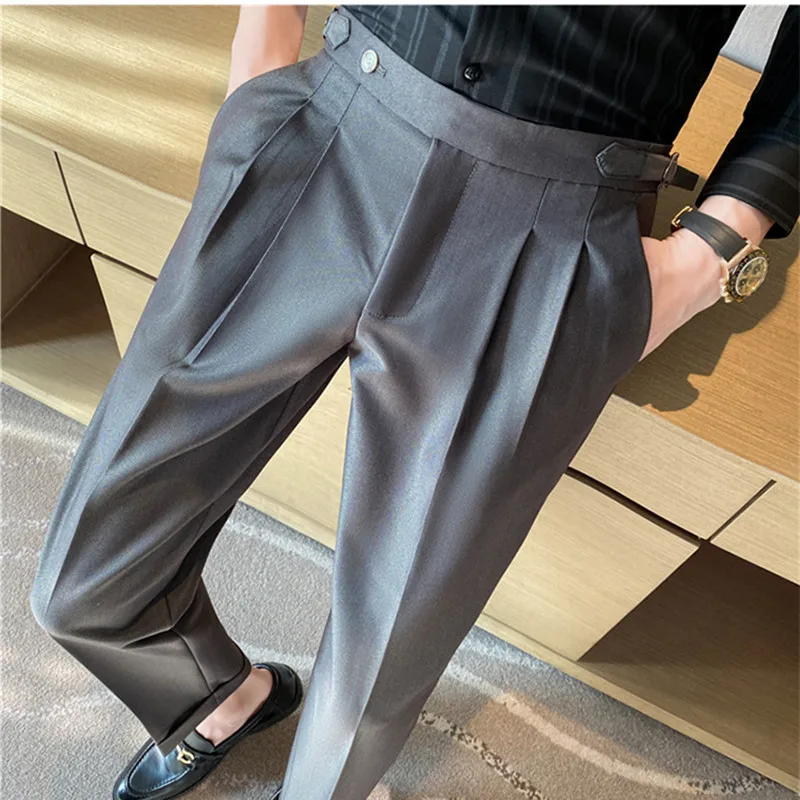 

2022 Fashions Slim Fit Formal Trousers Mens Autumn Winter High Quality Brand Business Casual Black Blue Stretch Long Pants 29-36