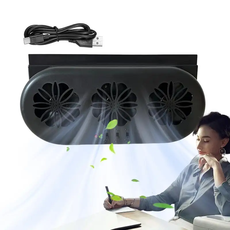 

Solar Ventilation Fan Vortex USB Ventilation Fan Smart Cooling Fan For Drivers Vehicles Compact Cooler Fan For Dashboard Console