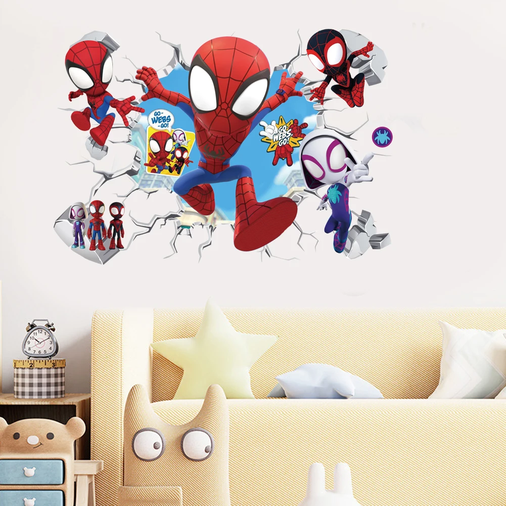 Nette mini Spiderman Super Heroes Wand Aufkleber Für Kinder Zimmer Dekoration Home Schlafzimmer PVC Decor Cartoon Film Wandbild Kunst Abziehbilder