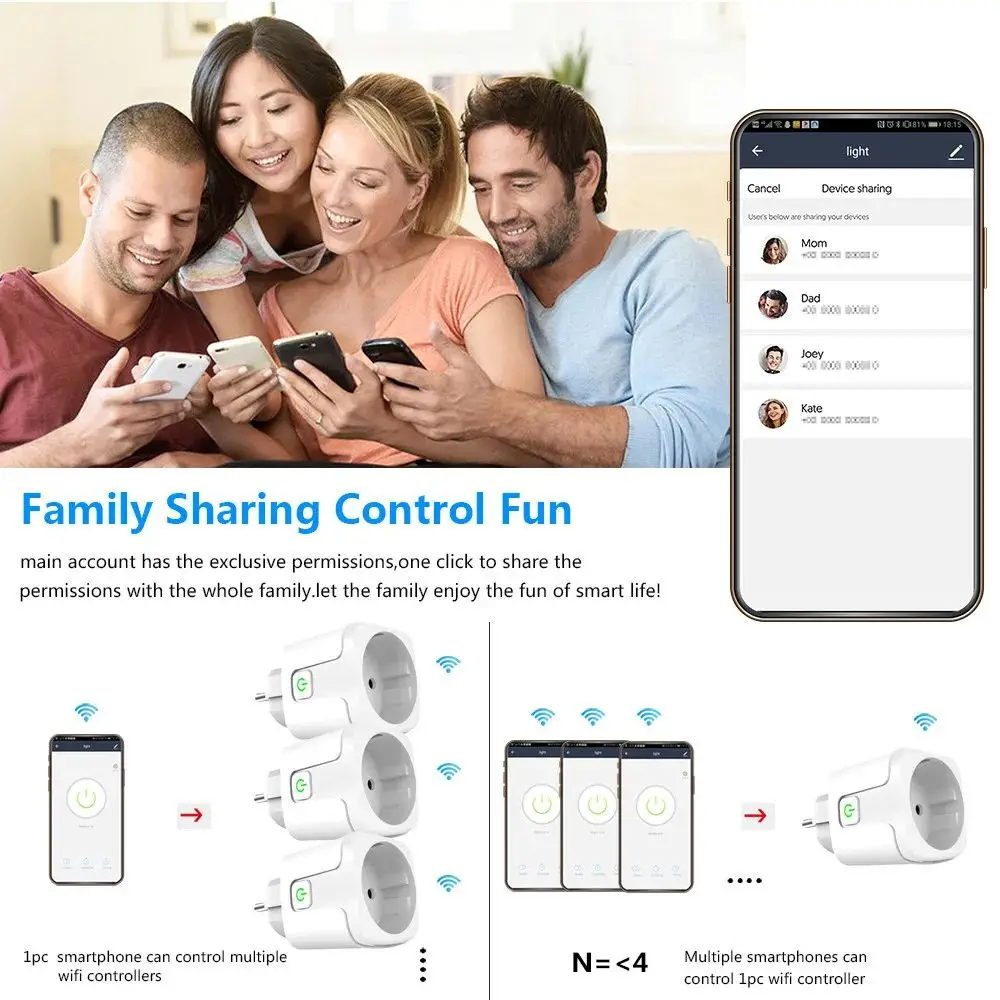 Smart Plug Socket Tuya Smart EU Plug 16A/20A With Power Monitor Timing Voice Control Wifi Works With Alexa Google Home smart plug socket smart socket smart switch smart wifi switch wifi switch wireless switch