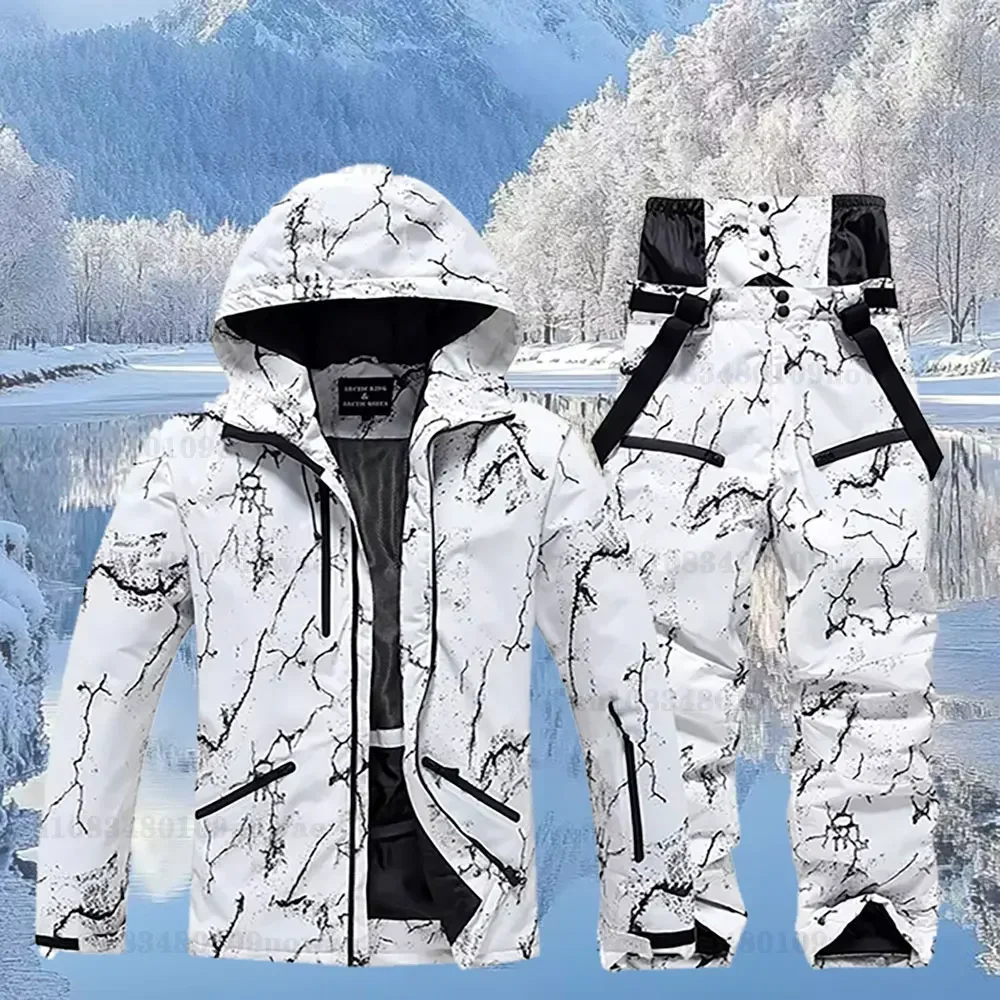 Winter Ski Suit Set -30℃ Cold Snowboard Wear Men/Women Double Board Skiing Ski Suit Waterproof Outdoor Sport Skiing Jacket/Pant 1
