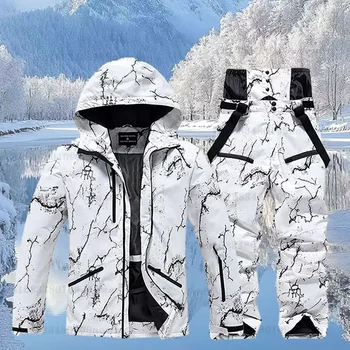 Winter Ski Suit Set -30℃ Cold Snowboard Wear Men/Women Double Board Skiing Ski Suit Waterproof Outdoor Sport Skiing Jacket/Pant 1