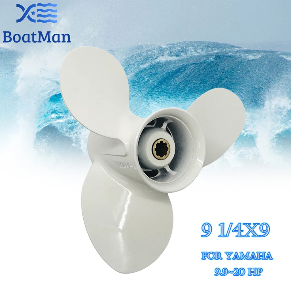 Boatman Boat Elica 9 1/4X9 Per Yamaha Fuoribordo 9.9-20Hp F9.9 F15 F20 Alluminio 8 Spline Tooth Parte Motore Muslimah Rh