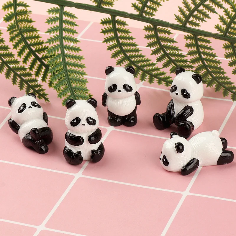 PEUTIER 21 Pezzi Mini Panda in Resina, Panda Luminosi in Miniatura in Resina Piccoli Ornamenti in Resina Incandescente Decor per Giardino Paesaggio Decorazione Domestica e Feste (Posizione Prona