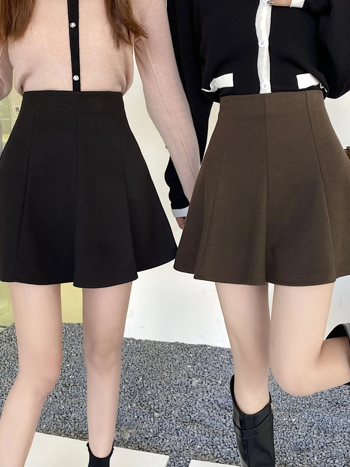 High Waist A-Line  Skirt Fashionable Pleated Umbrella Skirt Short Bounce Anti-Light Polyester Fiber Women's Skirt