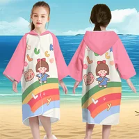 Cardigan button down children's quick drying bathrobe for male and female students, swimming absorbent towel, cape, beach hooded 6