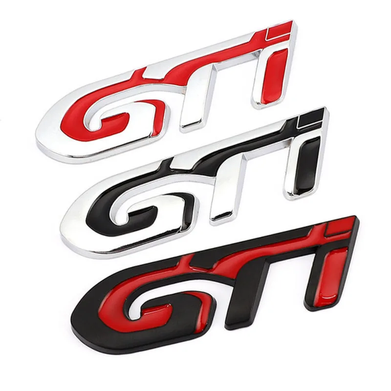 3D Metallo Cromato Nero Rosso Logo Gti Emblema Auto Badge Tronco Decalcomania Per Peugeot 207 308 Volkswagen Golf Gti Stikcer Accessori
