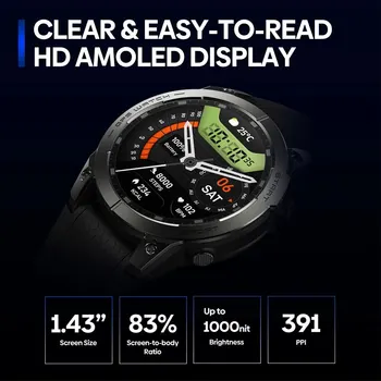New Zeblaze Stratos 3 PRO GPS Smart Watch 1.43” HD AMOLED Display Built-in GPS Bluetooth Phone Calls Sports Smartwatch for Men 3