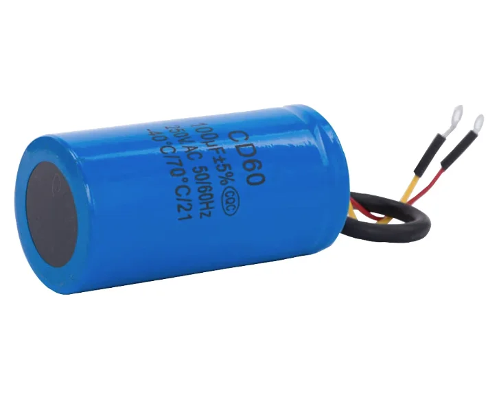 CD60 100UF 250V AC Starting Capacitor For Heavy Duty Electric Motor Air Compressor Red Yellow Two Wires