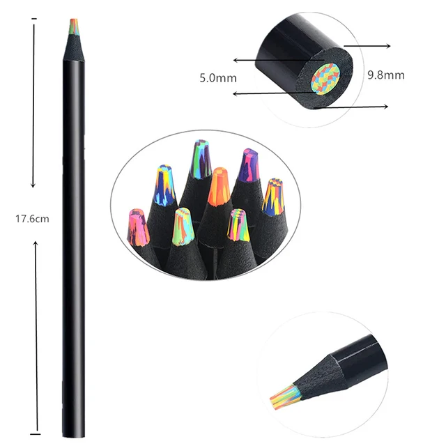 Multicolored Pencils Gradient Rainbow Pencils Jumbo-Colored Pencil for Adults Art Drawing Coloring Sketching Stationery 12Colors 4