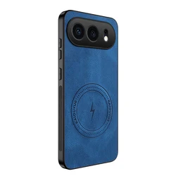 Vintage Sheepskin Leather Magnetic Business Phone Case Cover for Honor 200 Pro (Blue)