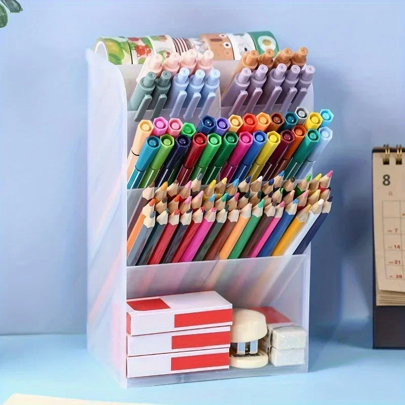 Portapenne e organizer da scrivania! Vassoio di cancelleria multifunzionale per penne/matite – Materiale scolastico per ufficio - immagine 4