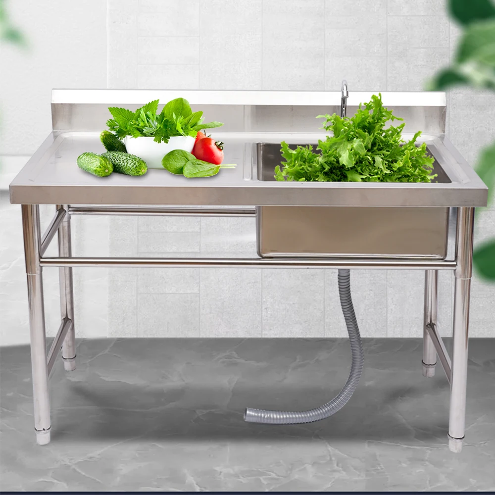 Commercial Kitchen Restaurant Sink 304 Stainless Steel Utility Sink 120X60X80cm