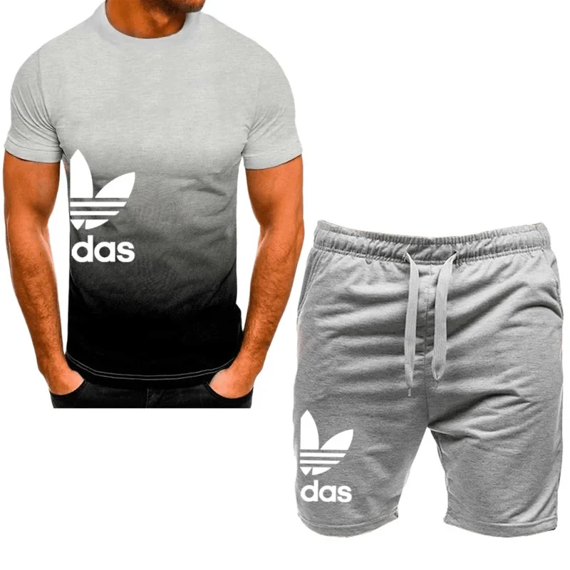 Men's Sports Shorts Set, Short Sleeved T-Shirt, Casual Wear, Basketball, Training