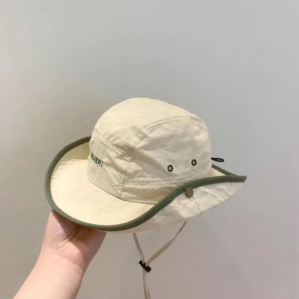 Ins Summer Baby Bucket Hat Korean Letter UV Protection Children Sunhat Quick-dry Outdoor Fisherman Hat Boys Girls