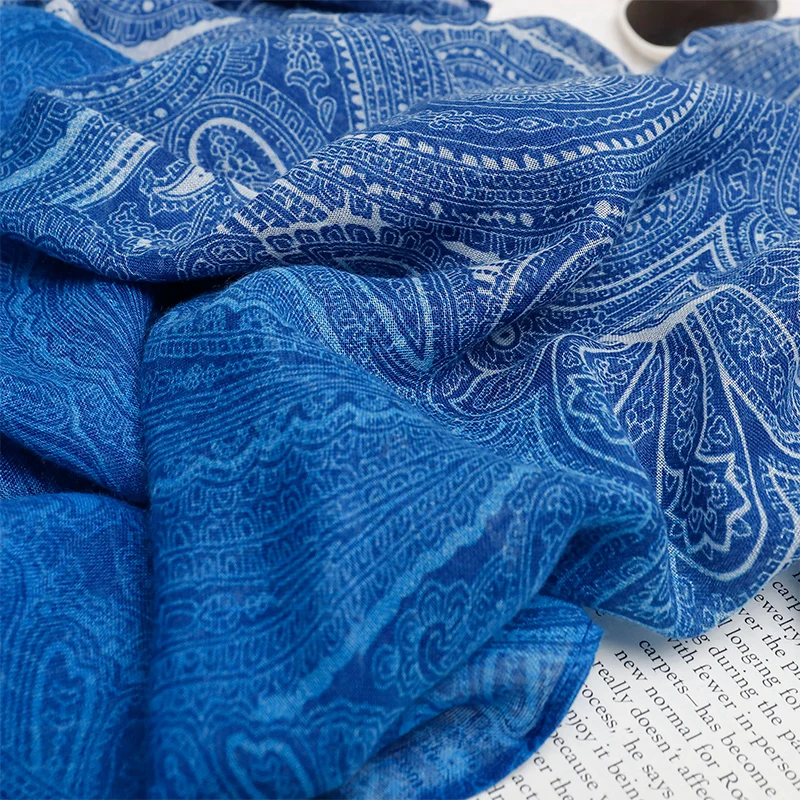 2025 Böhmen Paisley Luxus Designer Damen Frauen Schal Weibliche Lüften Baumwolle Leinen Schal Vier Jahreszeiten Moslemisches Hijab 90*180 cm – Detail 5