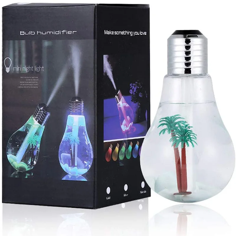 Colorful Light Bulb Humidifier Usb Night Light Desktop Led Lights Home Bedroom Office Study Car Air Humidifier Ambience